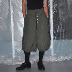 7440 37 1 Check Drawstring Wide-Leg Cropped Pants