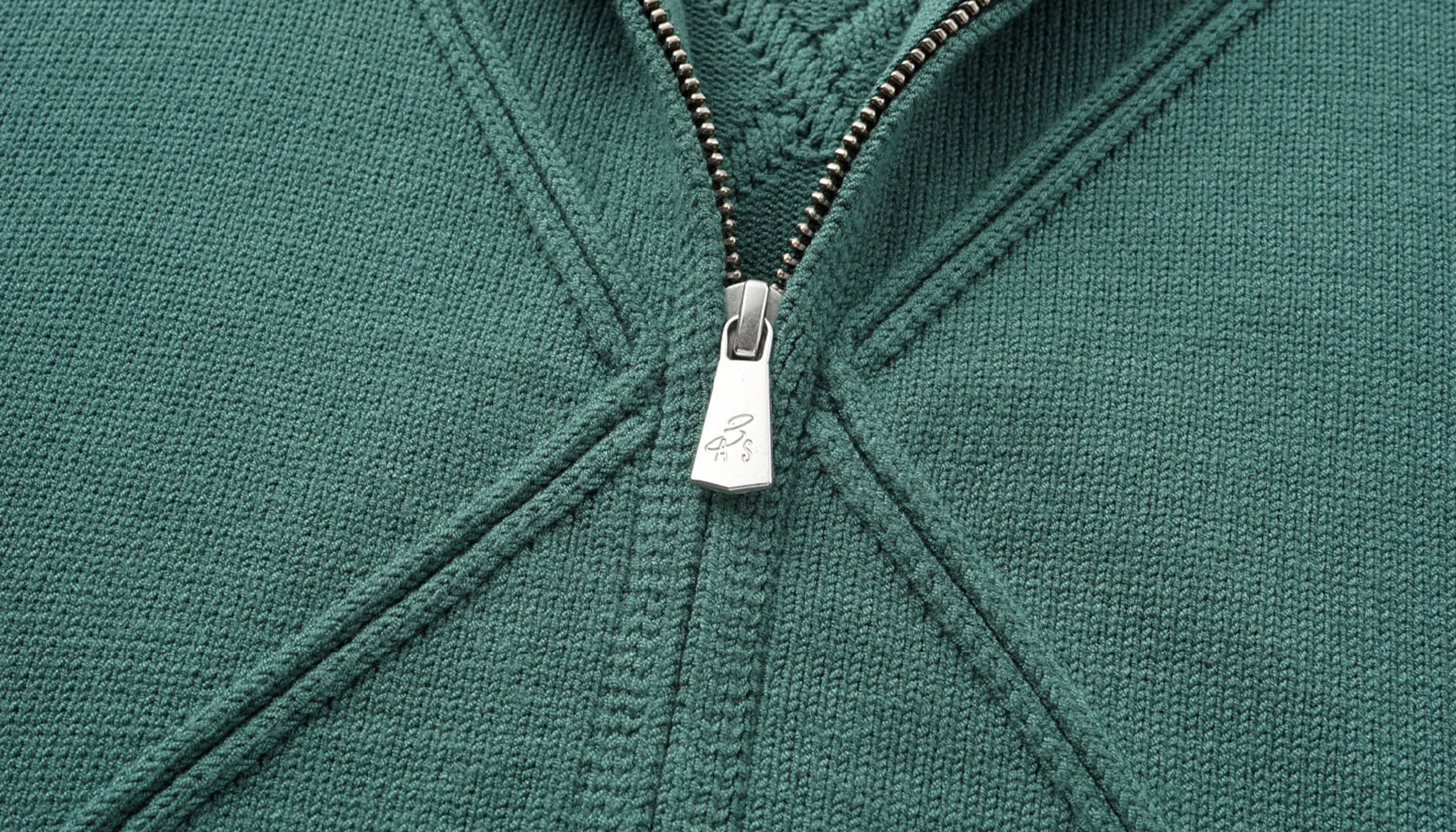 ALVNG AR ANTS Geometric Stitch Zip-Up Sweater
