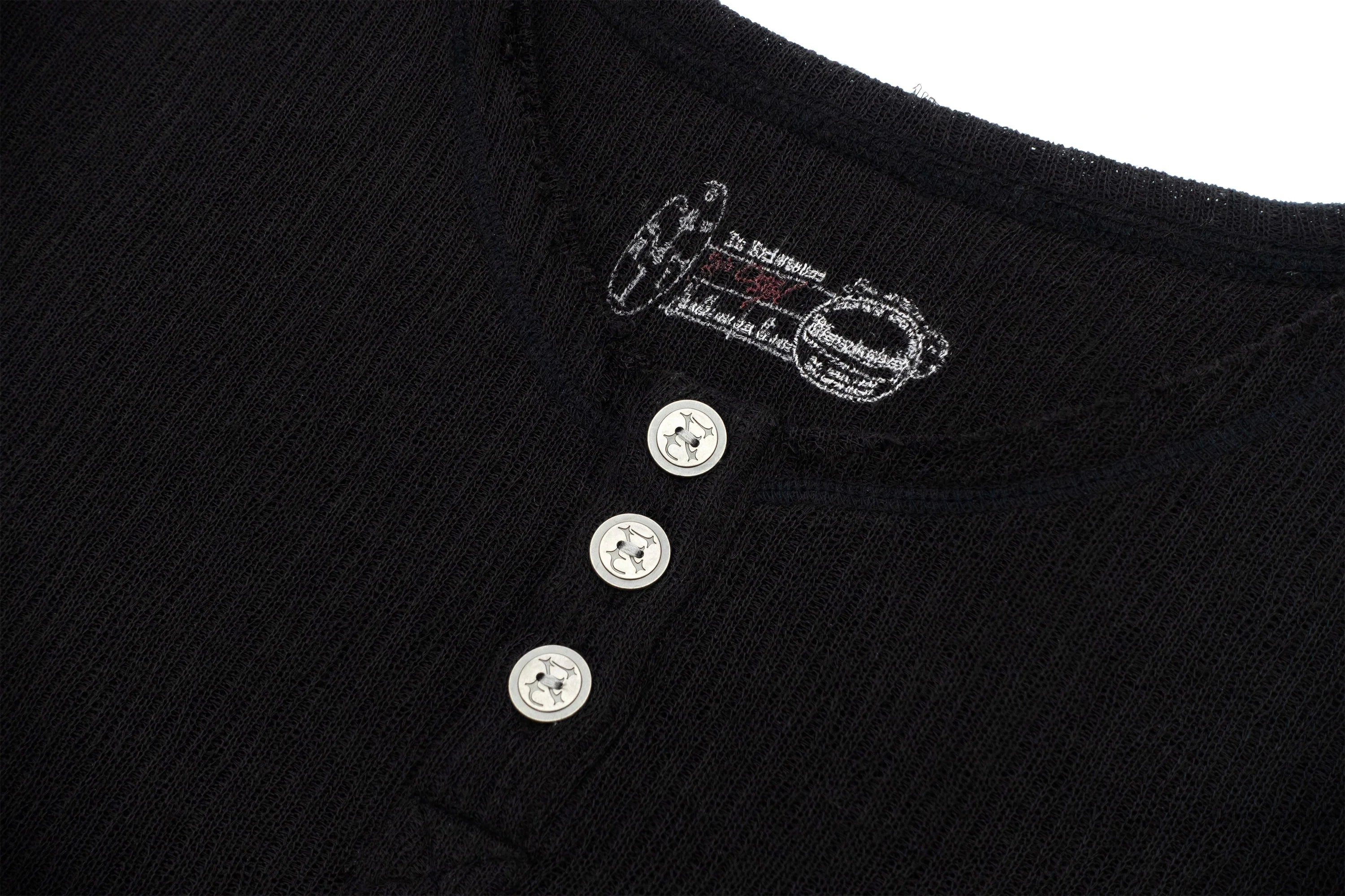 IN EXISTENCE Raw Hem Henley Long-Sleeve Tee