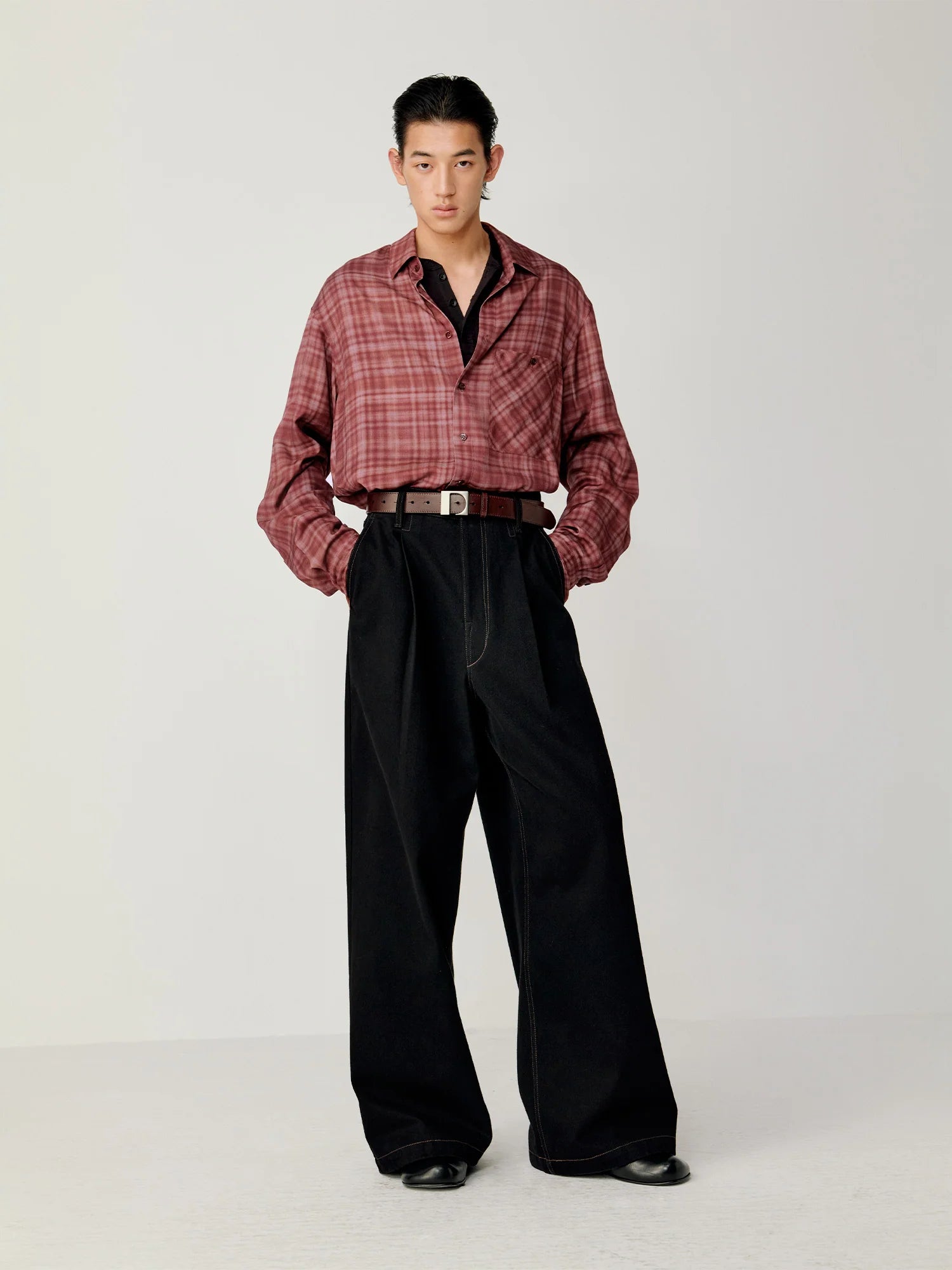 OPICLOTH Classical Oversized Plaid Shirt