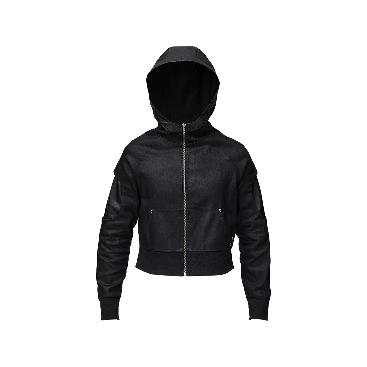 RECOVER ZONE Distressed Rivet PU Cropped Jacket