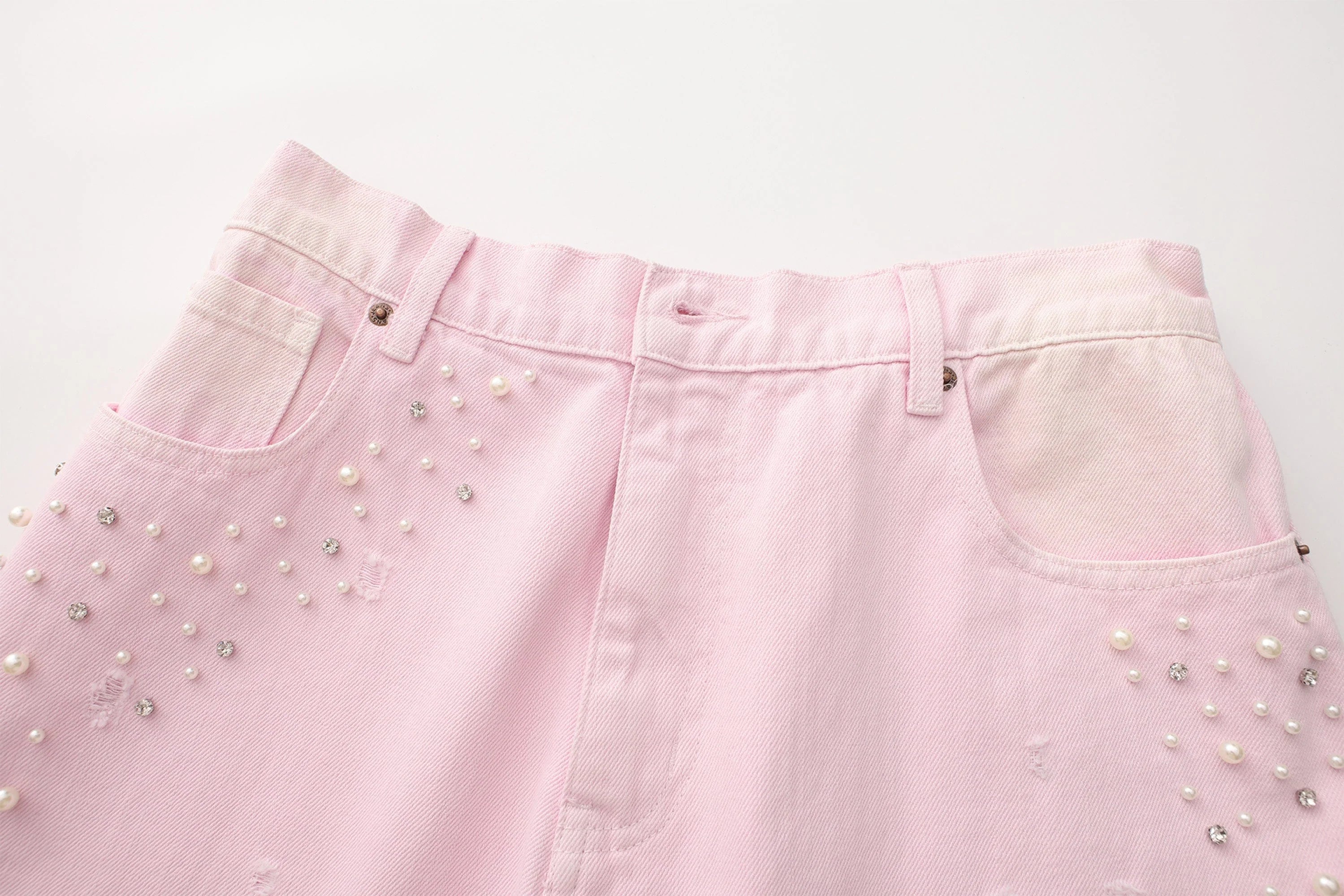 VANN VALRENCE Washed Beaded Double-Knee Trousers