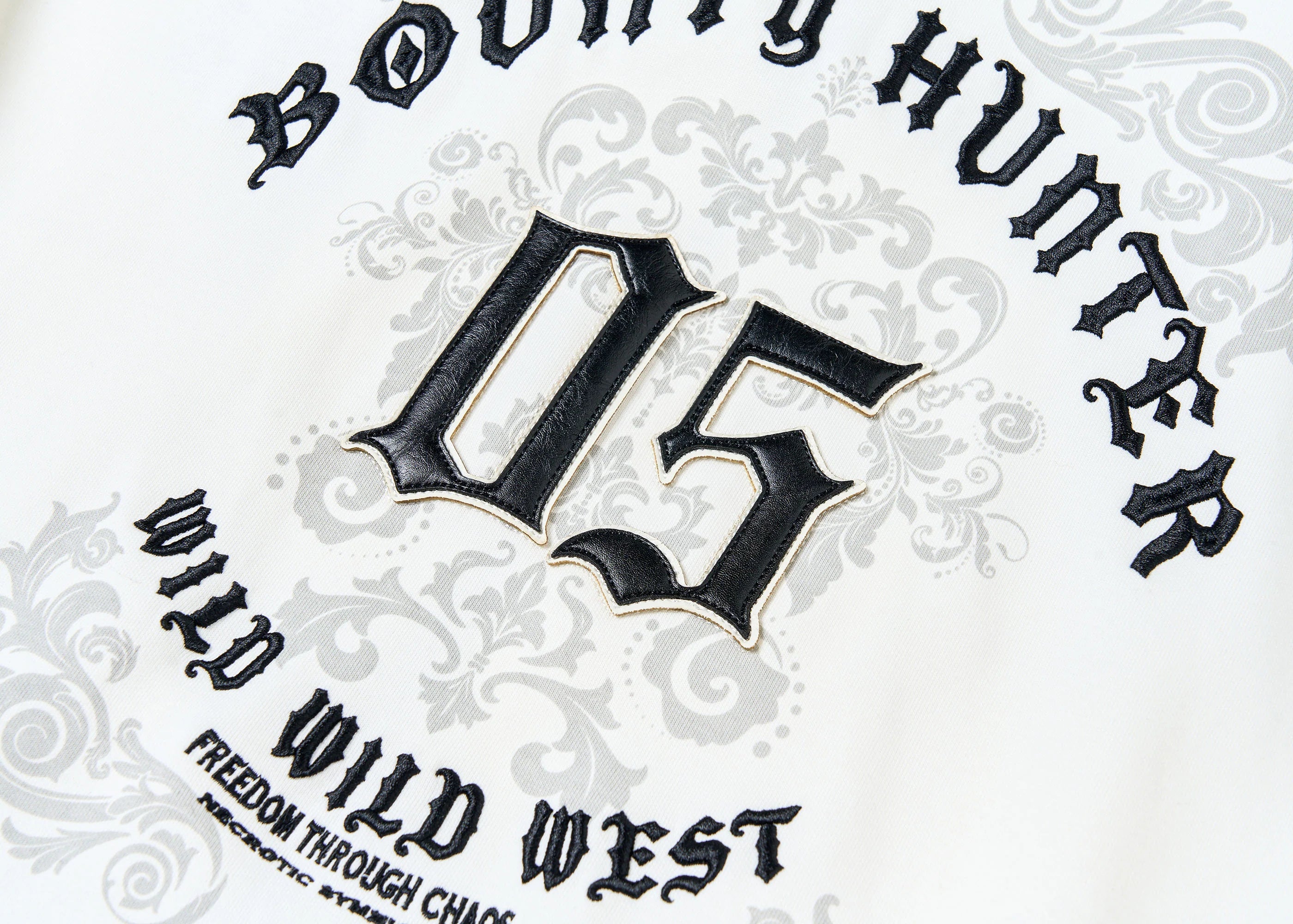 SAVAGEGROWTHWORLD Gothic Lettering Embroidered Zip-Up Hoodie
