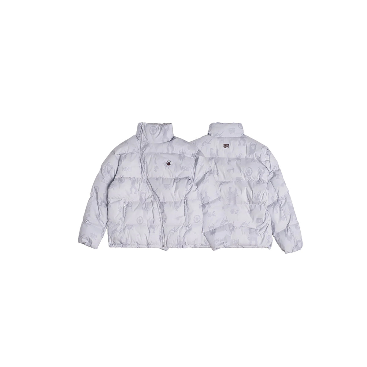 NERHI Asym Zip Full-Print Puffer Jacket