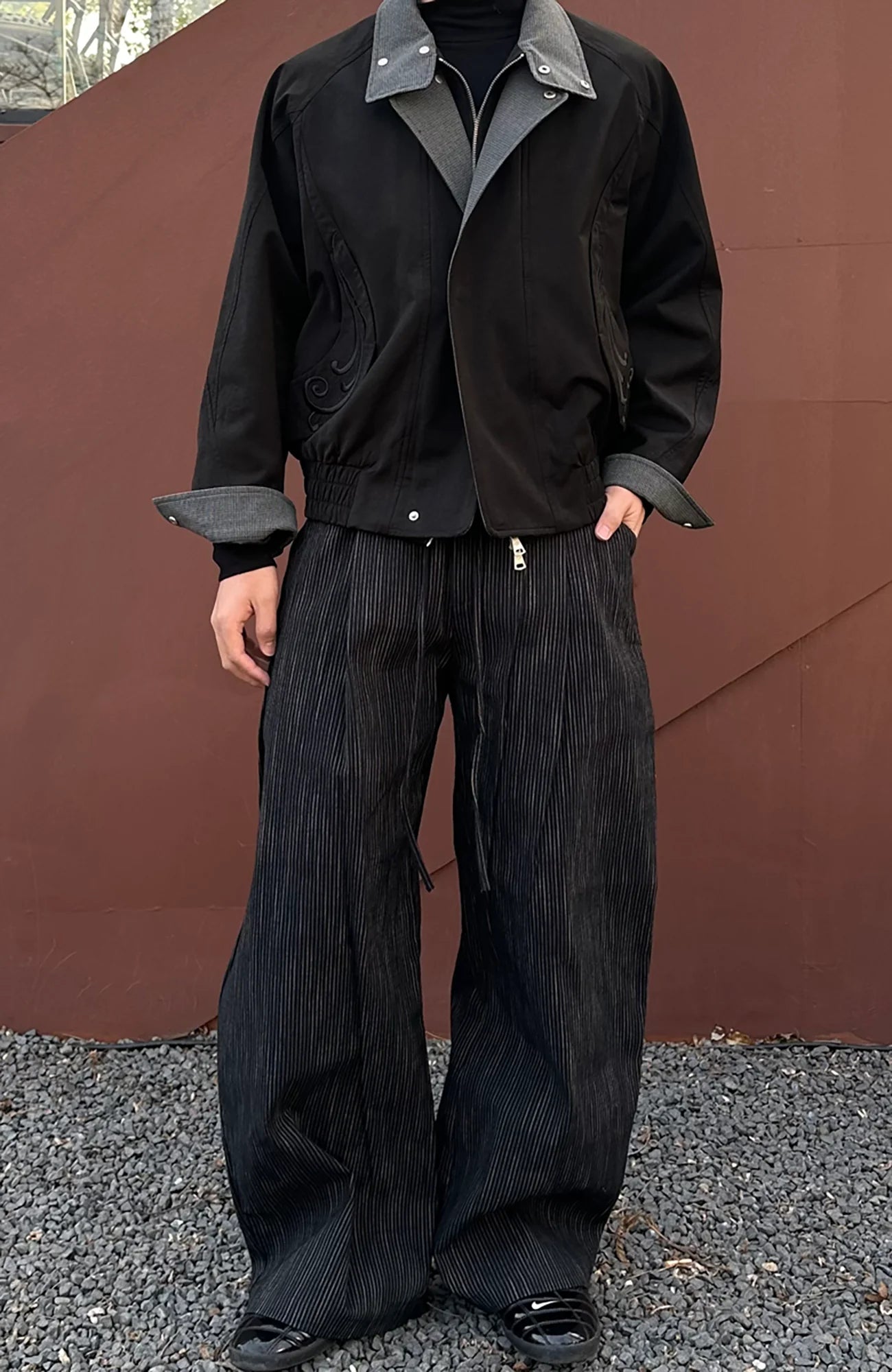 CATSSTAC Striped Double-Pleat Trousers