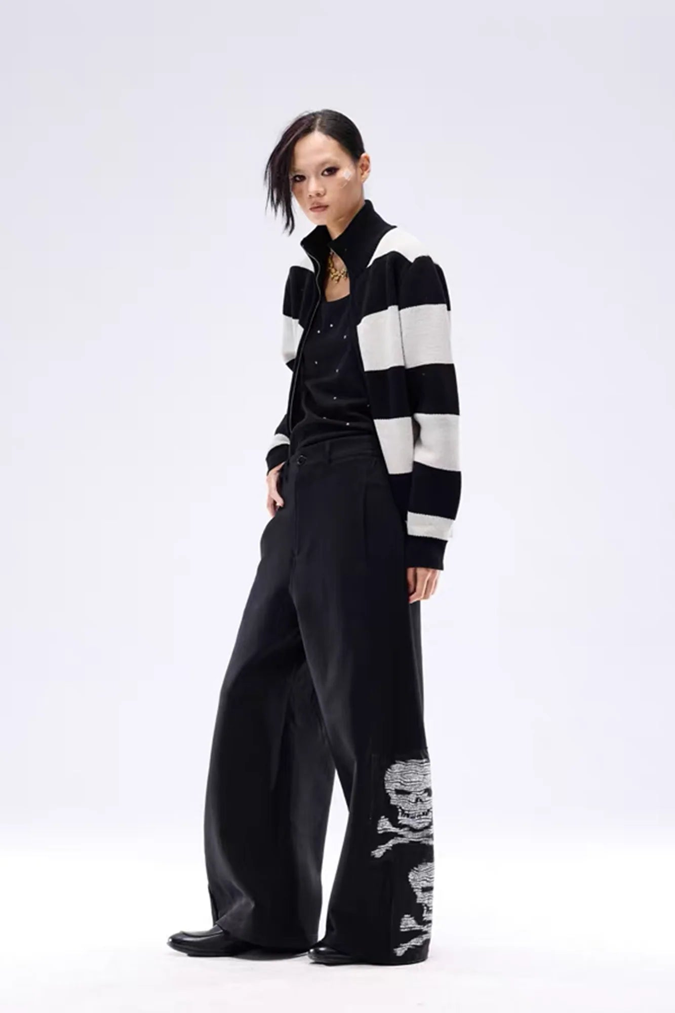 NOTHINGNESS WORLD Skull Graphic Wide-Leg Sweatpants