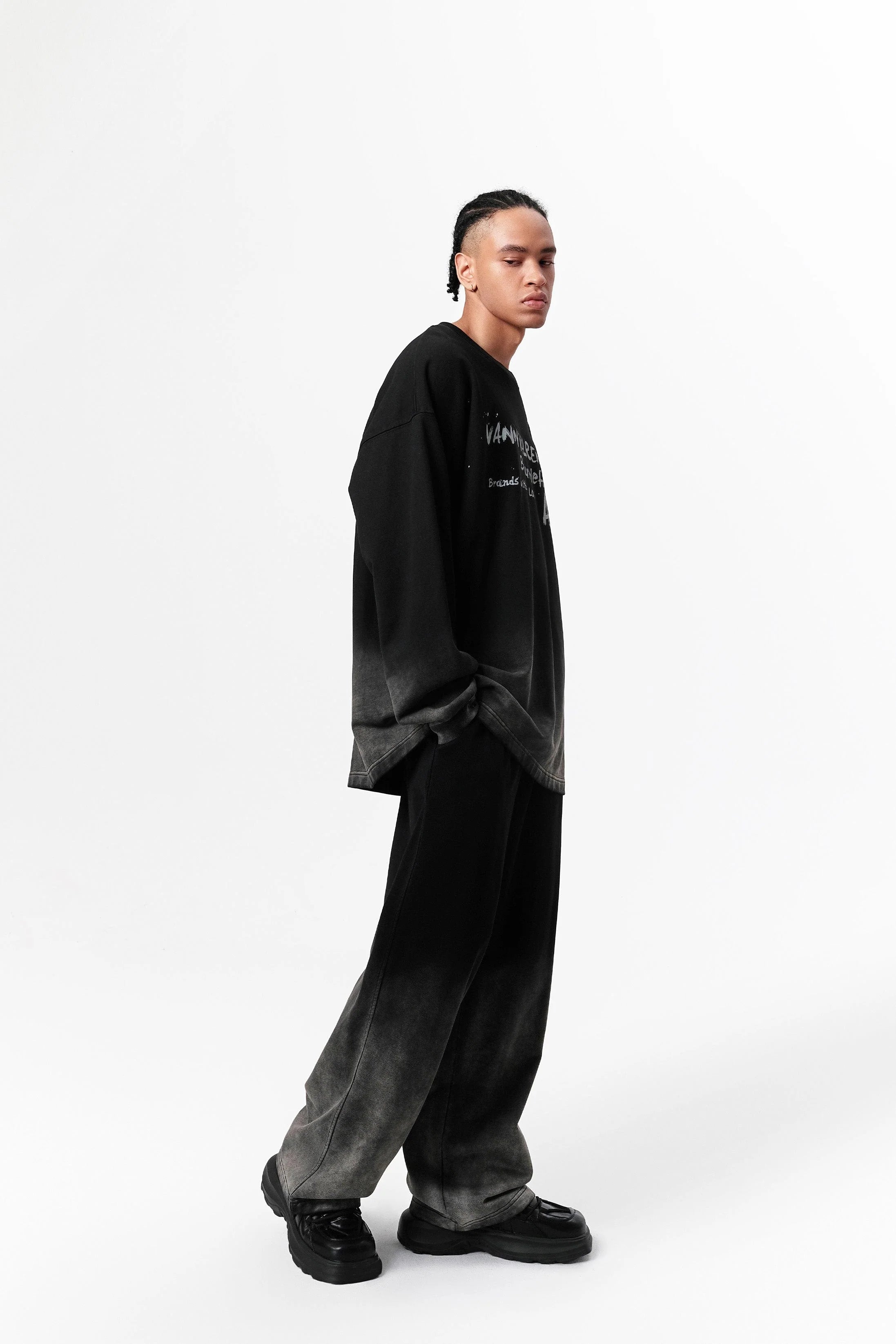 VANN VALRENCE Washed Gradient Straight-Leg Pants