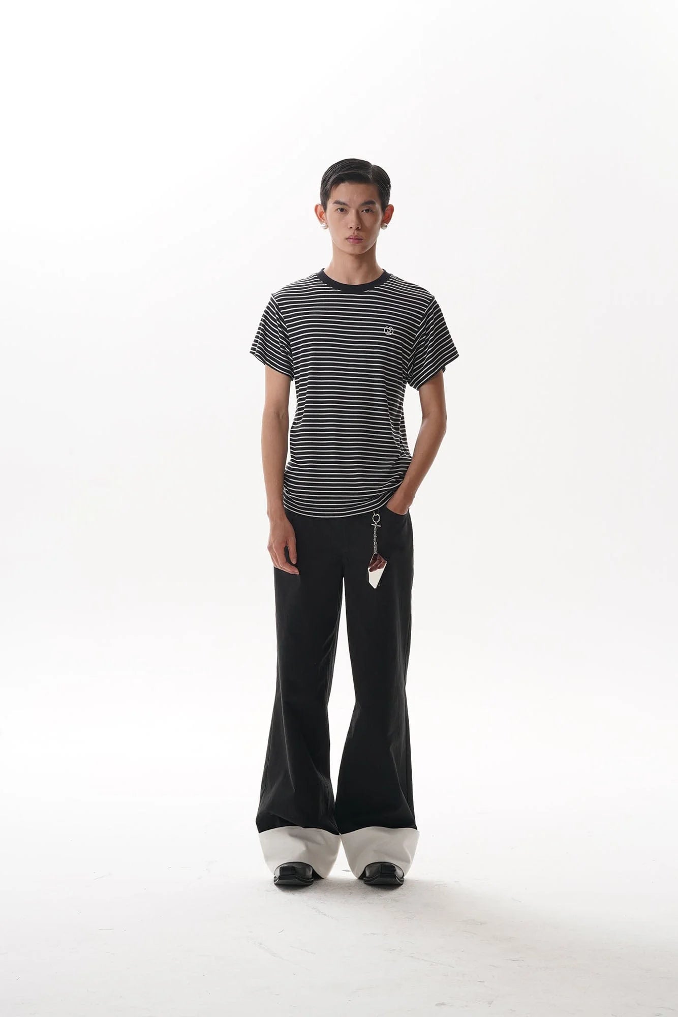 ORAL UTOPIA Contrast Fold-Hem Straight-Leg Pants