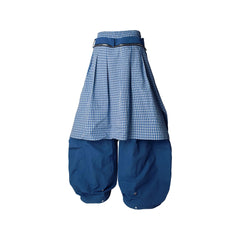 RELABEL Drawstring Layered Double-Waistband Parachute Pants Blue