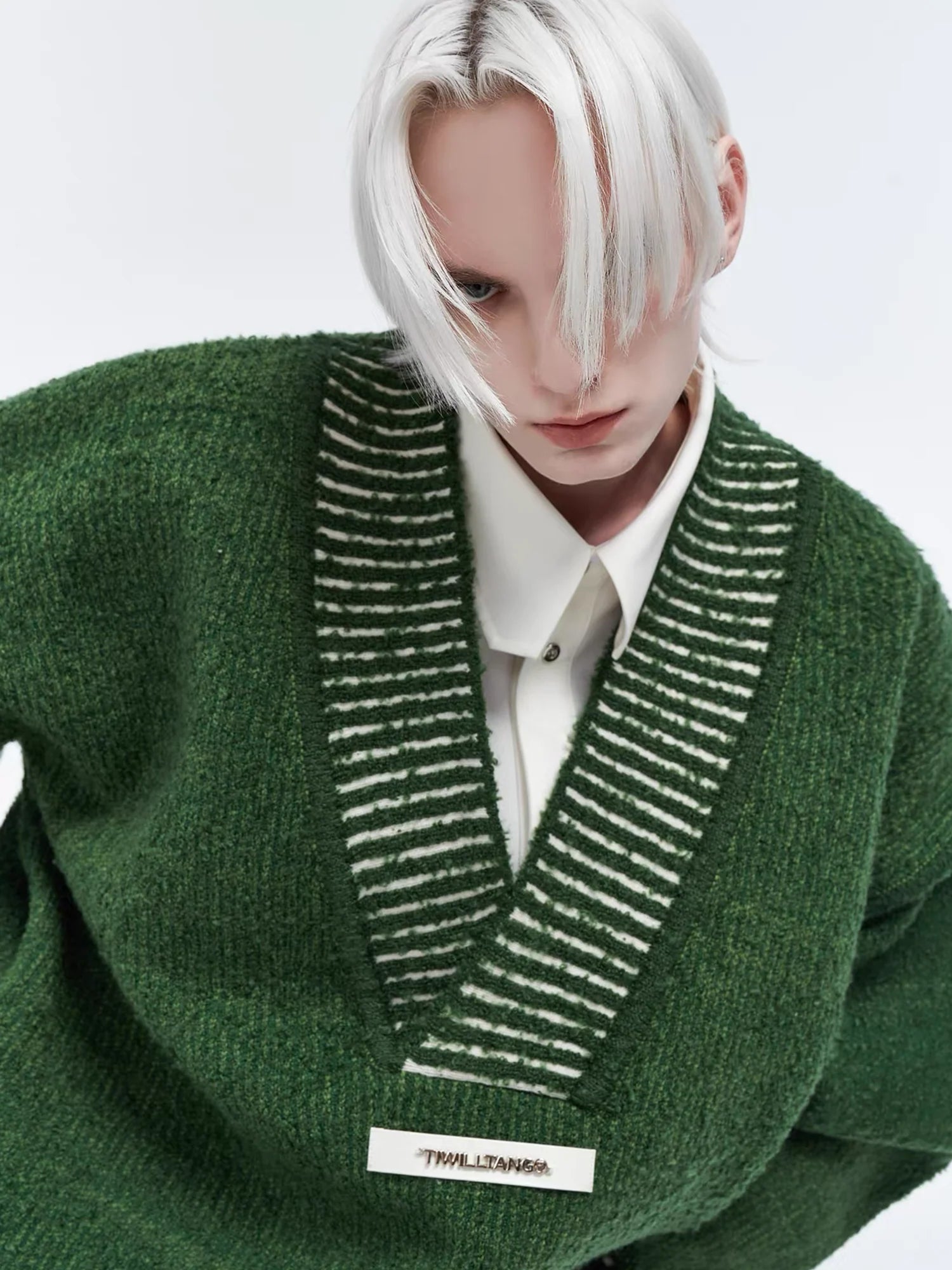 TIWILLTANG Retro Oversized V-Neck Sweater