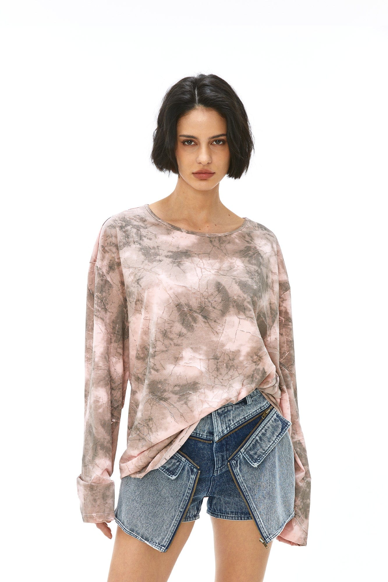 VANN VALRENCE Distressed Tie-Dye Oversized T-Shirt