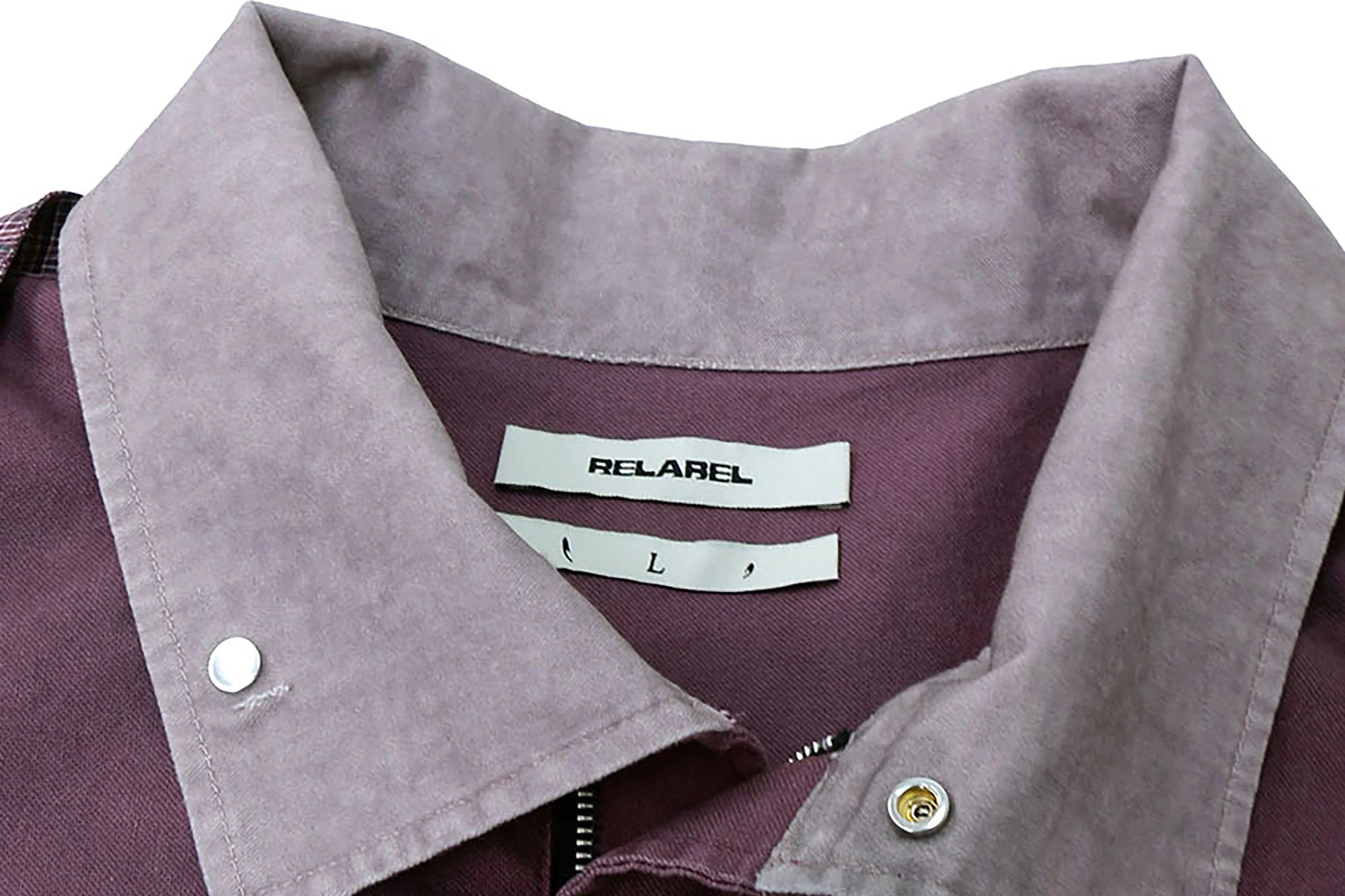 RELABEL Distressed Plaid Hood Oversized Jacket