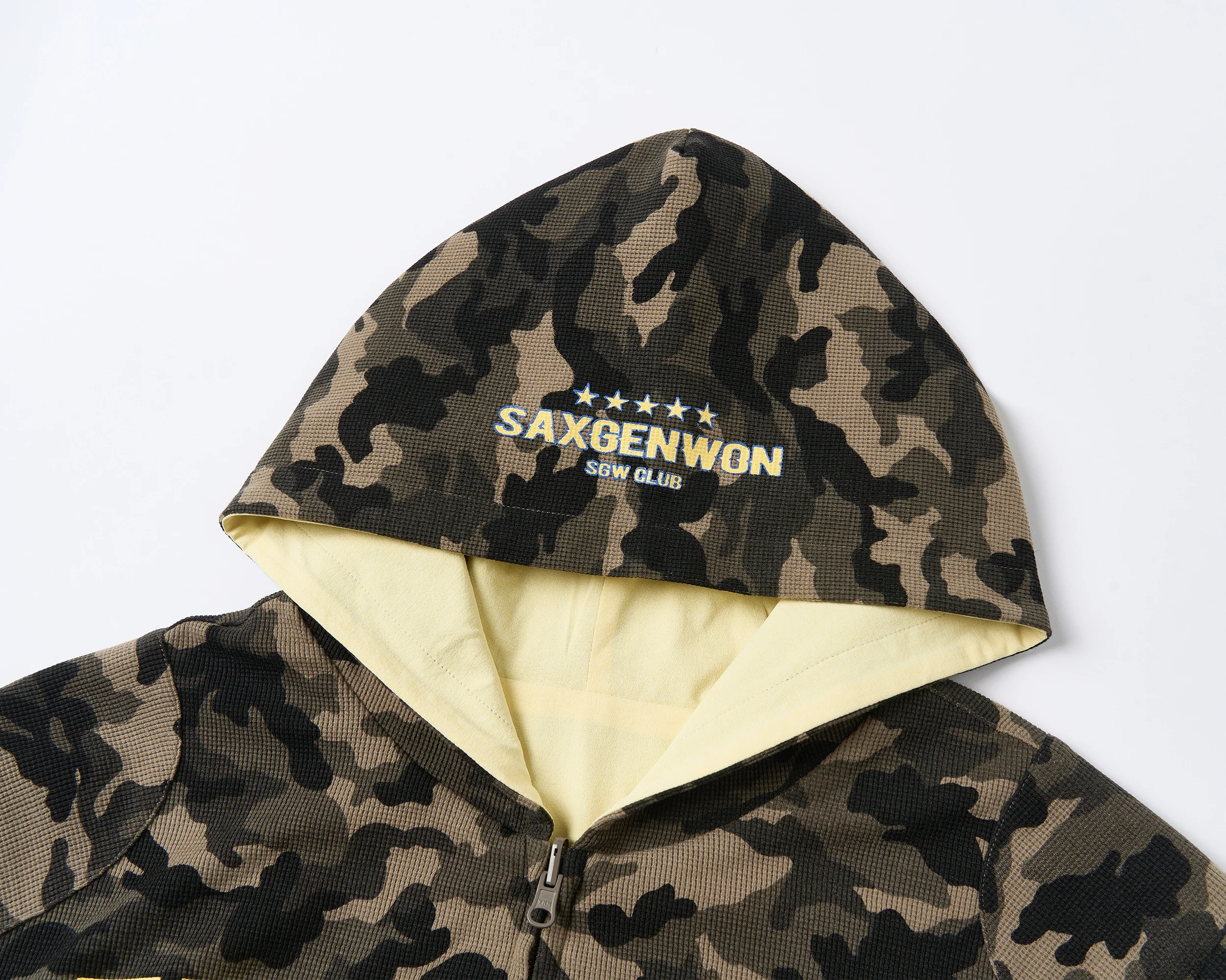 SAVAGEGROWTHWORLD Reversible Camo Waffle Hooded Jacket
