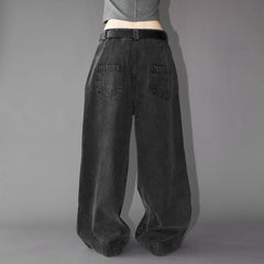 LABELROOM Washed Front Spliced Wide-Leg Jeans