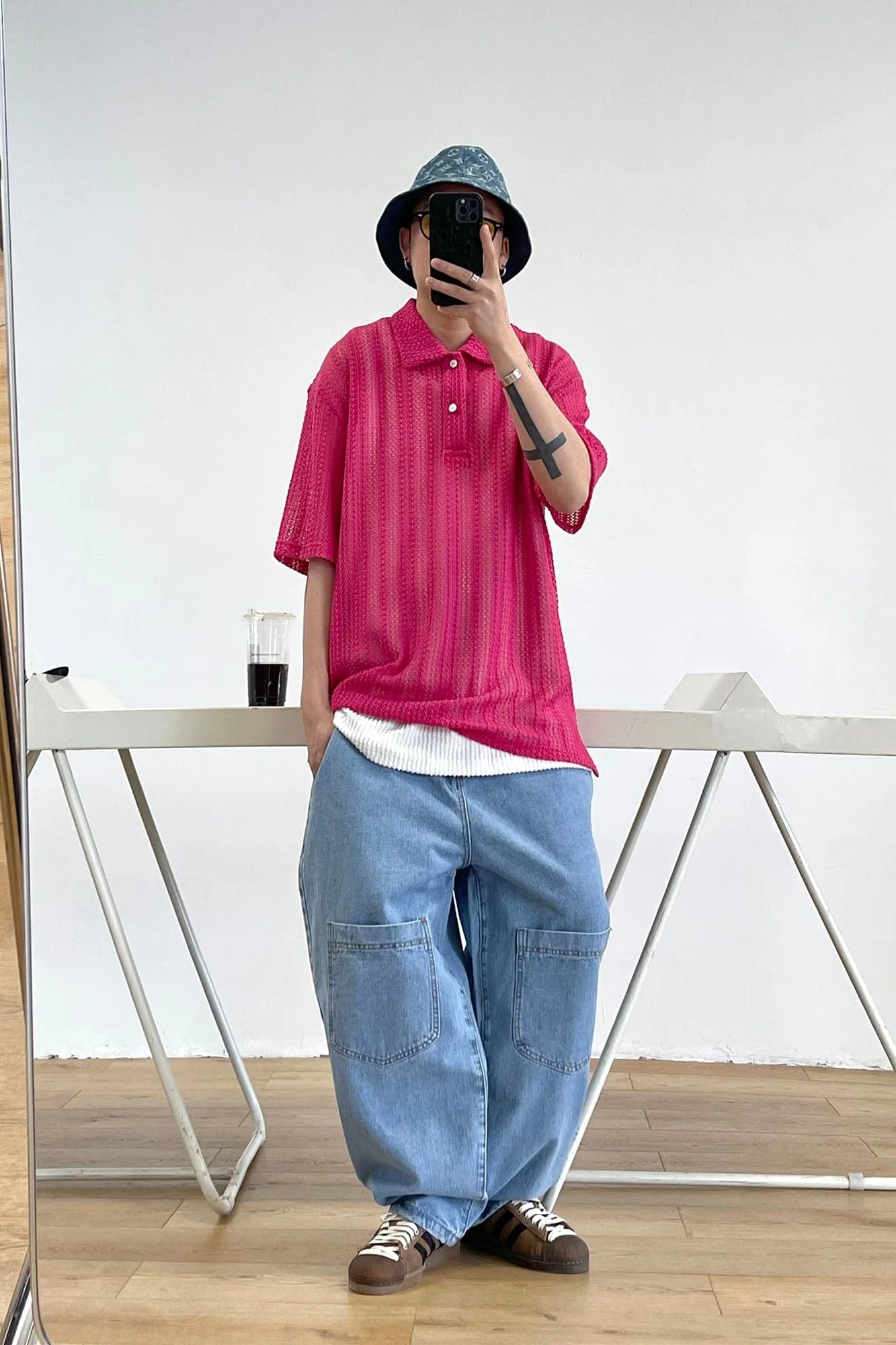 ME DA IGUAL Crochet Polo Oversized T-Shirt