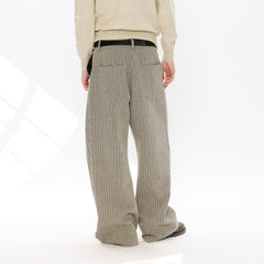 KREATE Pinstripe Pleated Draped Wide Trousers