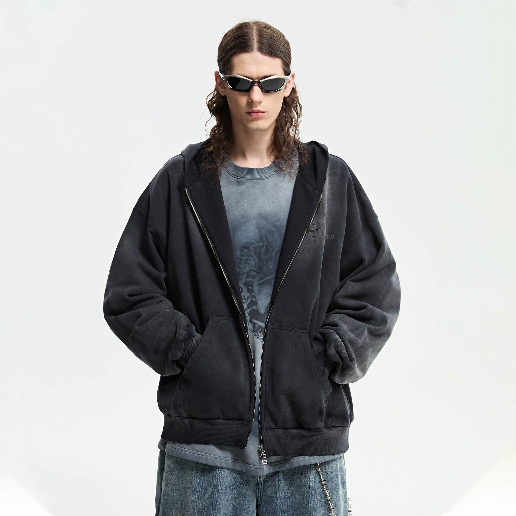 ORGANIC EMOTION Dirty Fit Graffiti Zip-Up Hoodie