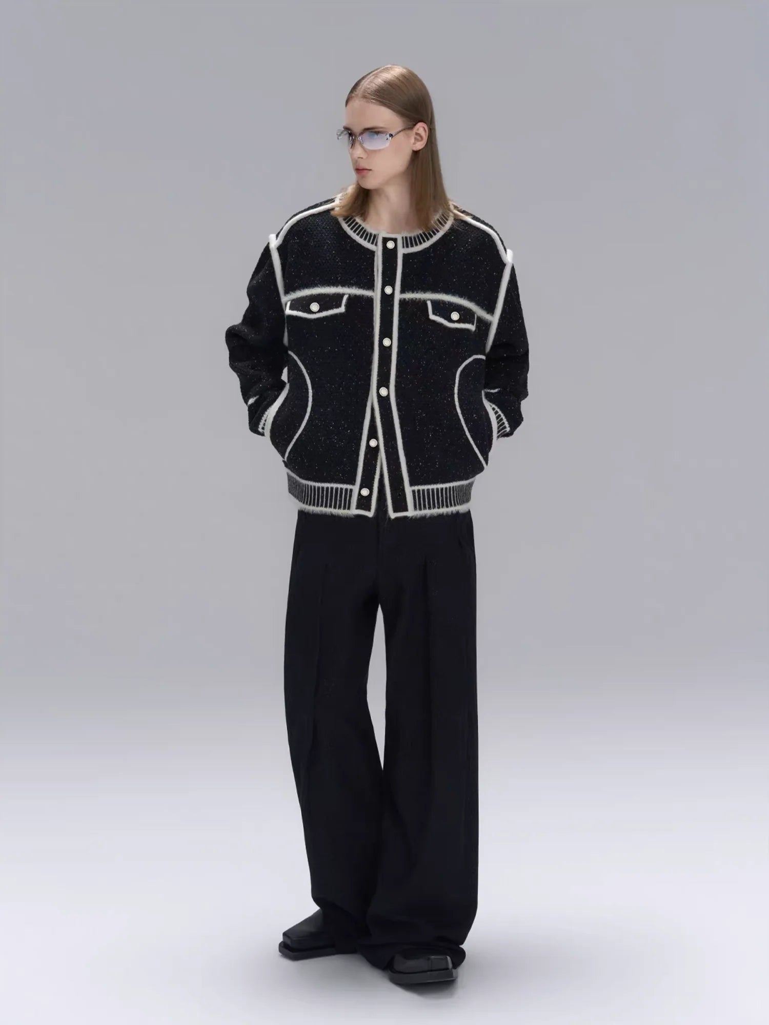 TIWILLTANG Contrast Stitch Knit Jacket