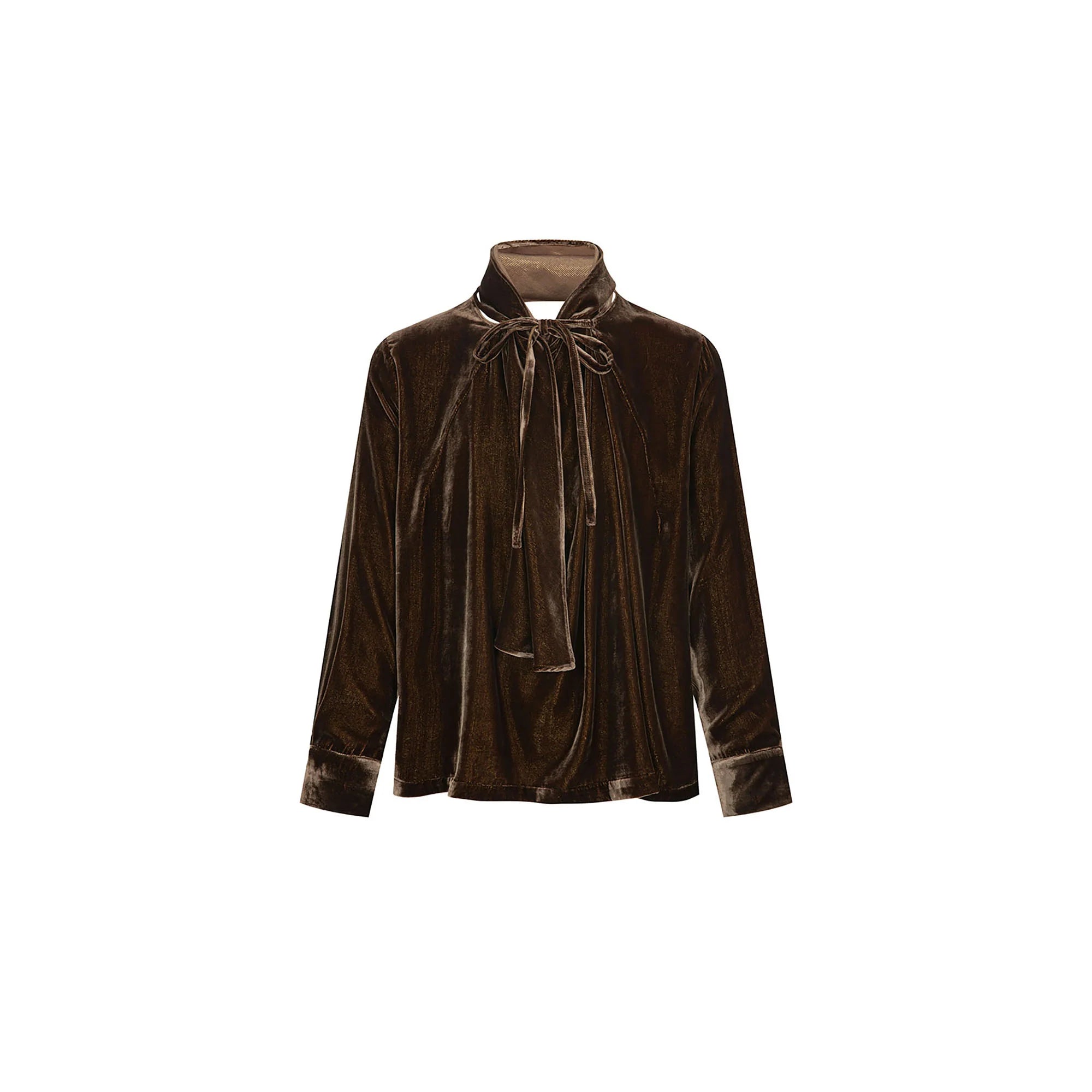 TUIMU Velvet Bow-Tie Blouse