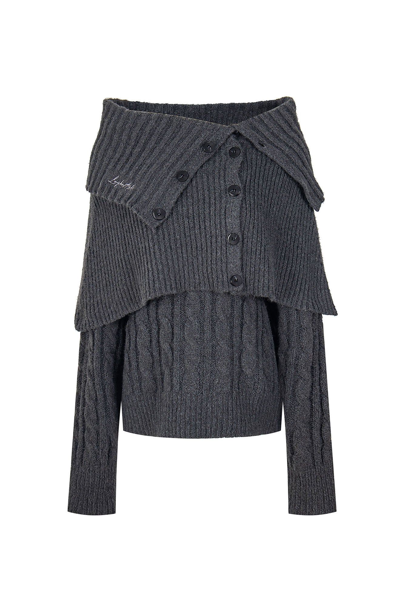 CLP Detachable Capelet Collar Layered Sweater