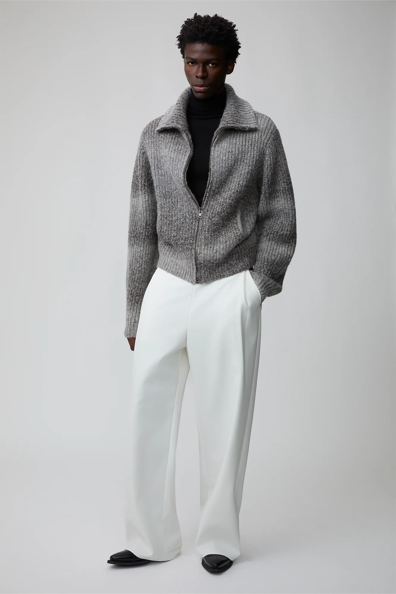OPICLOTH Gradient Oversized Knit Zip-Up Cardigan