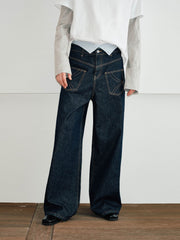 KREATE Reversed Fold-Over Wide-Leg Jeans