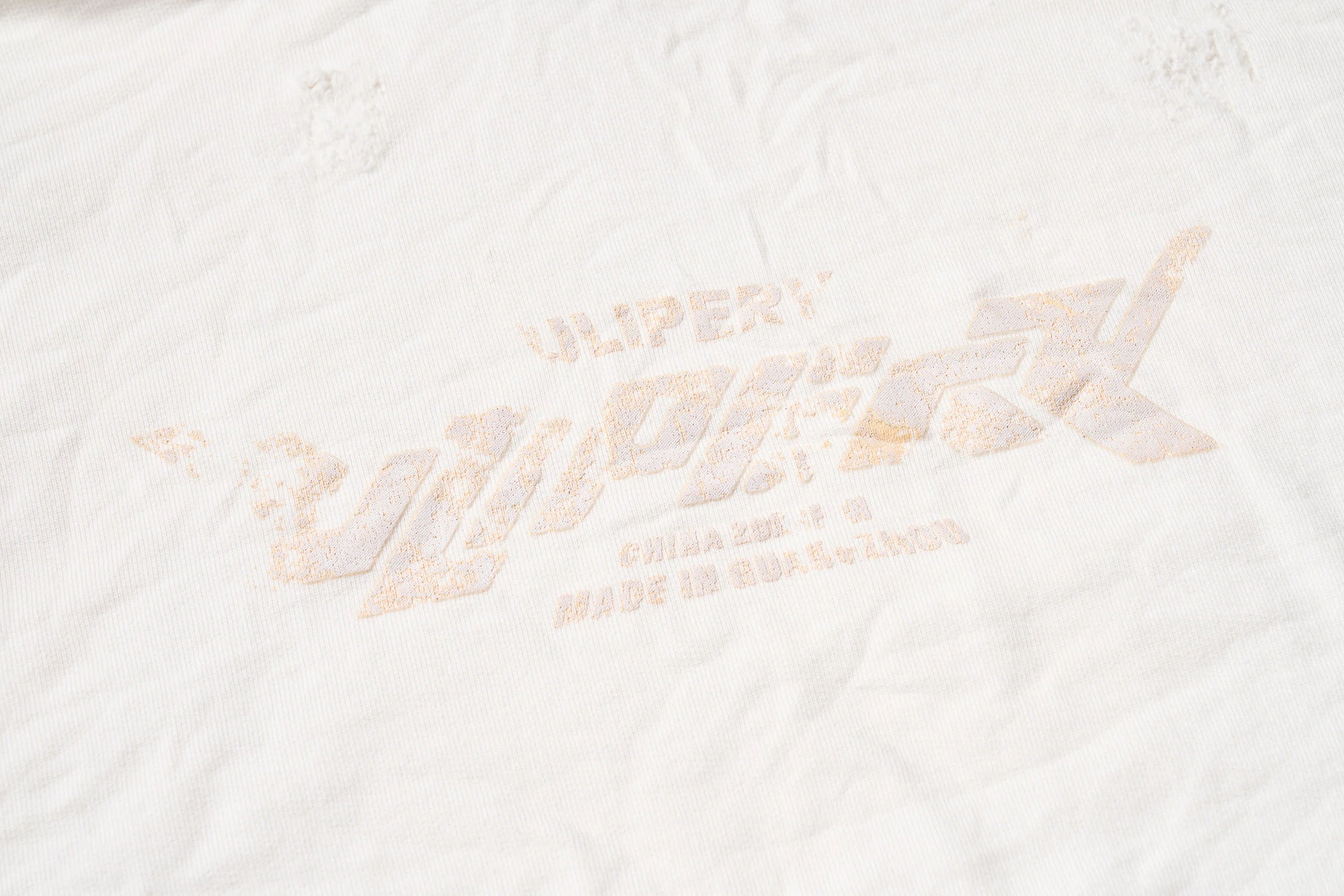 ULIPERY Dirty Fit Distressed Crinkled Hoodie White