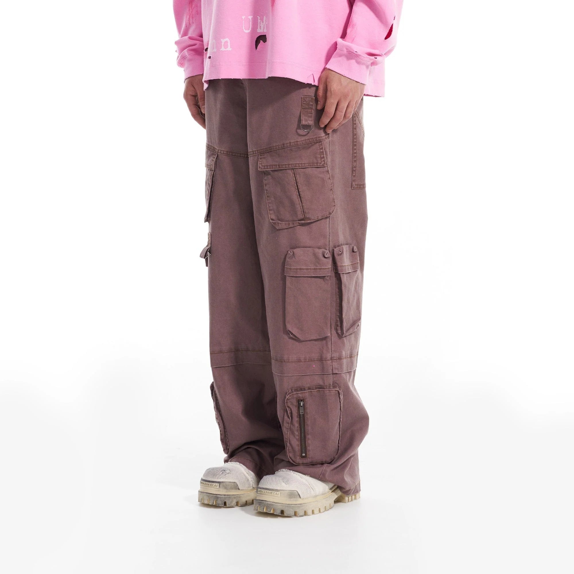 VANN VALRENCE Multi-Pocket Oversized Cotton Cargo Pants