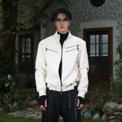 FLYERRER Thorned Eye Graphic Faux Leather Jacket