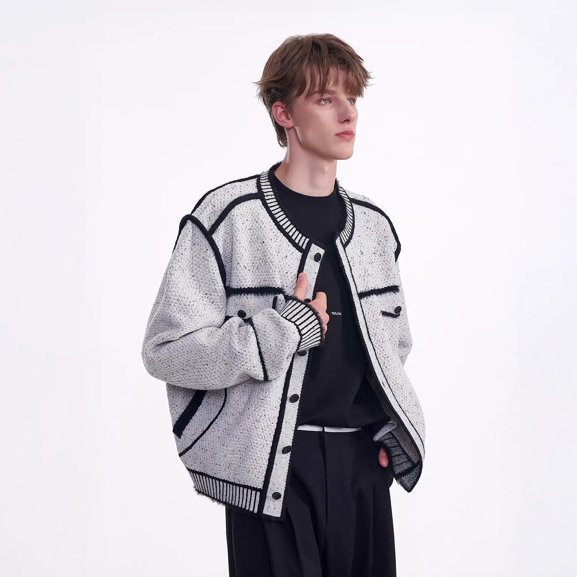 TIWILLTANG Contrast Stitch Knit Jacket