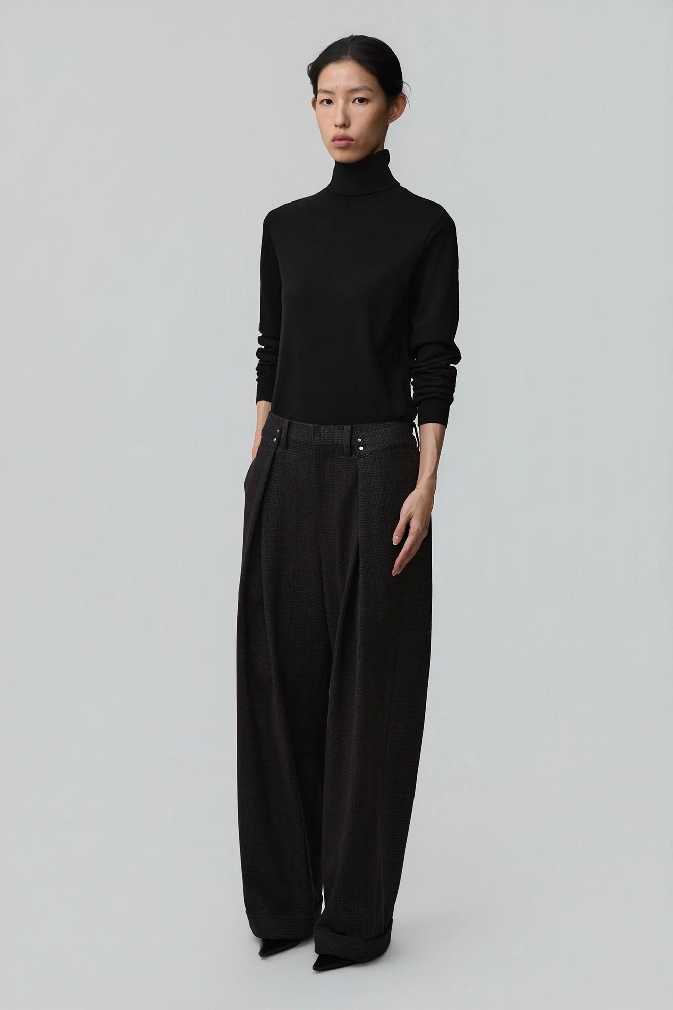 OPICLOTH Double-Pleated Mini-Check Trousers
