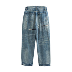 ME DA IGUAL Distressed Ripped Whisker Washed Jeans