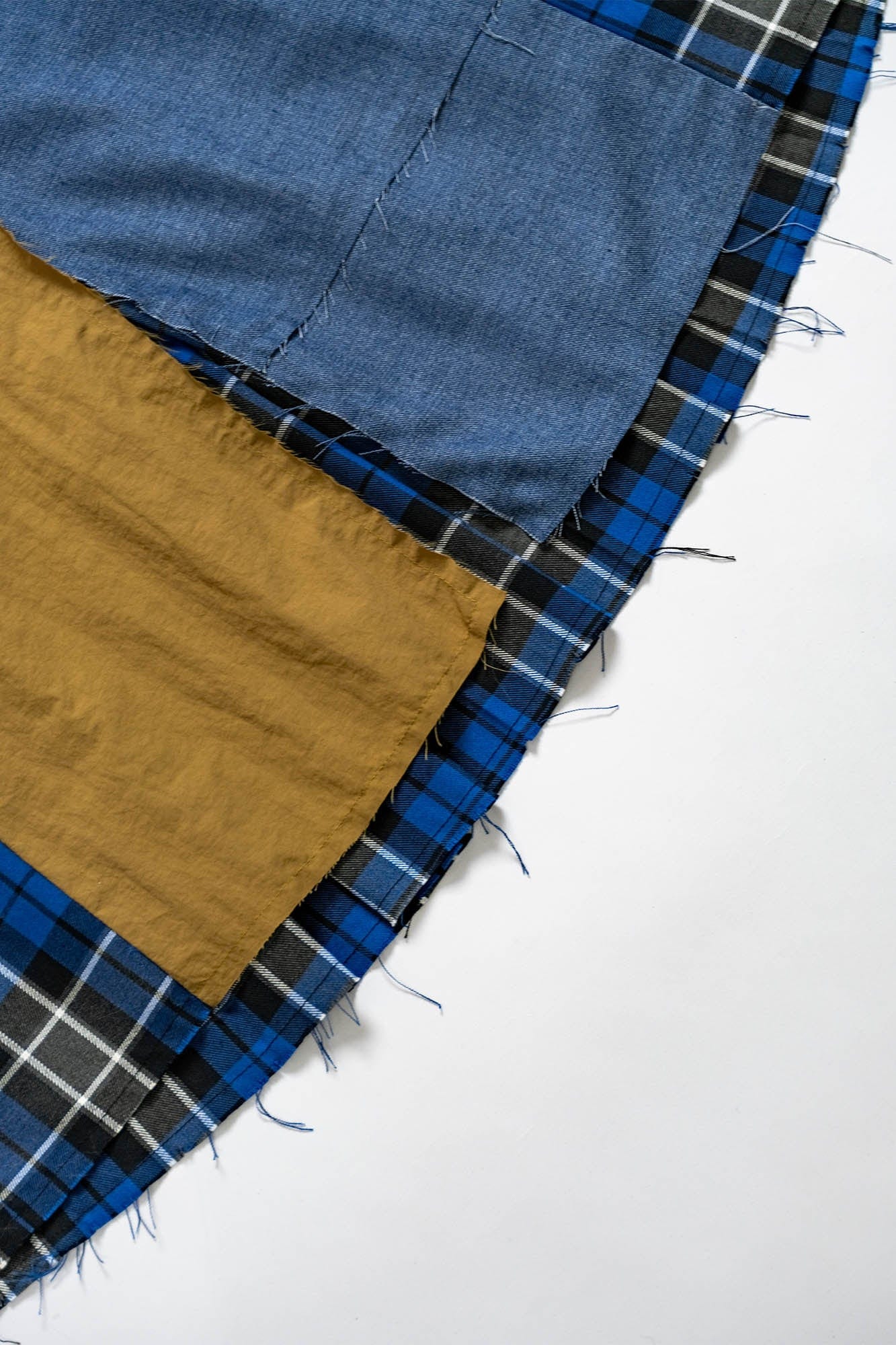 KADAKADA Paneled Reversible Plaid Raw-Edge Maxi Skirt