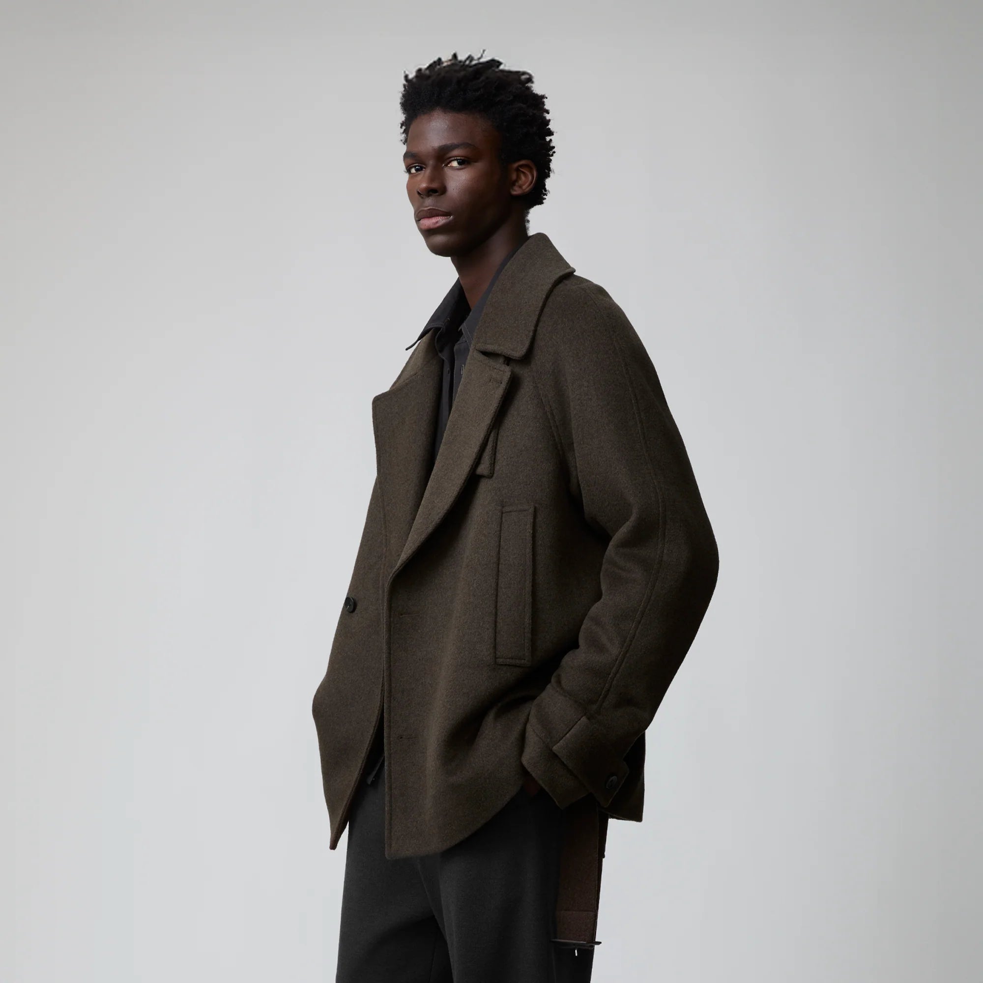 OPICLOTH Double-Breasted Belted Wool-Blend Coat