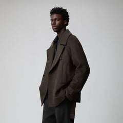OPICLOTH Double-Breasted Belted Wool-Blend Coat
