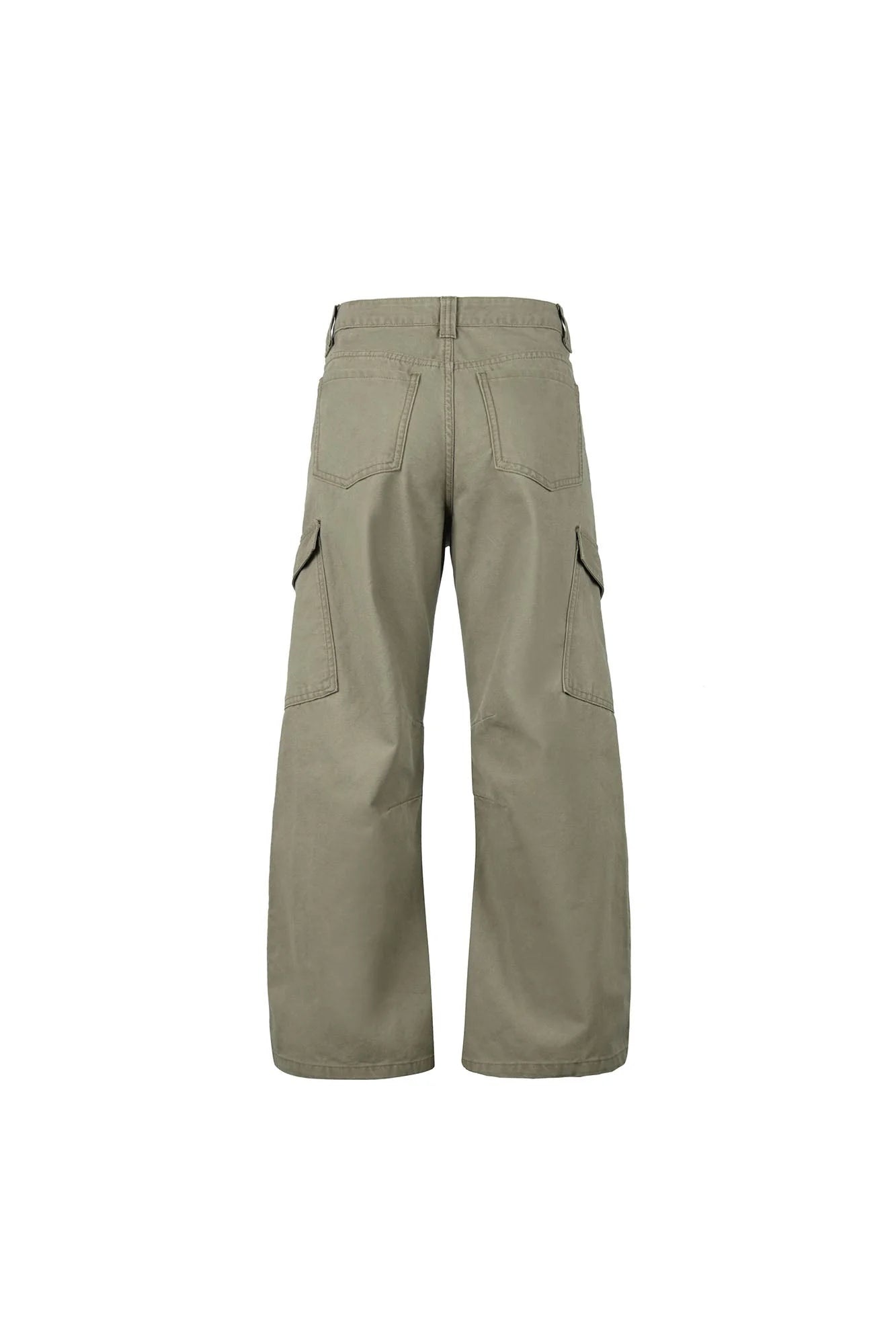 OKAYTHXBYE Washed Button Flap-Pocket Cargo Pants