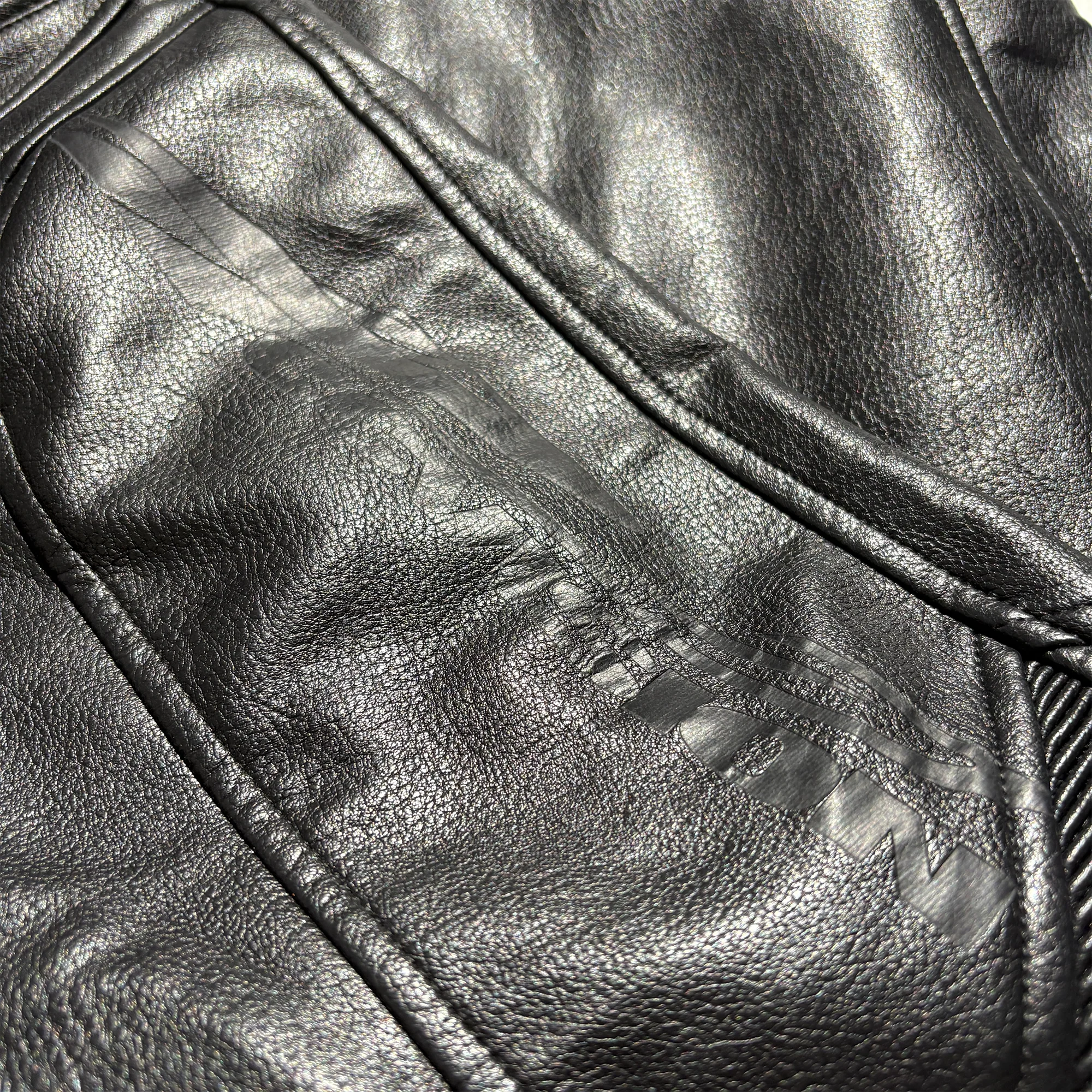 PCCVISION Pleated Knee Flare Faux Leather Pants