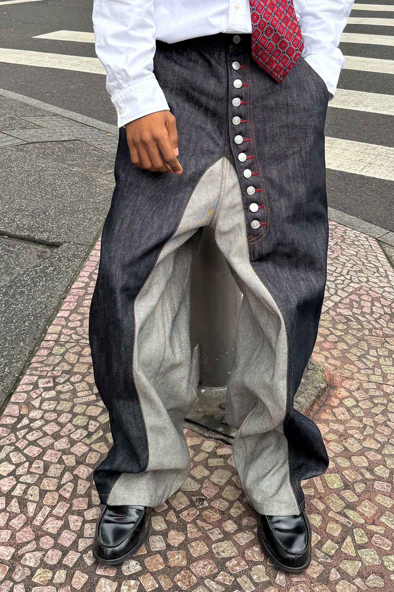 STEEPC Inverted Panel Snap-Fly Raw Jeans