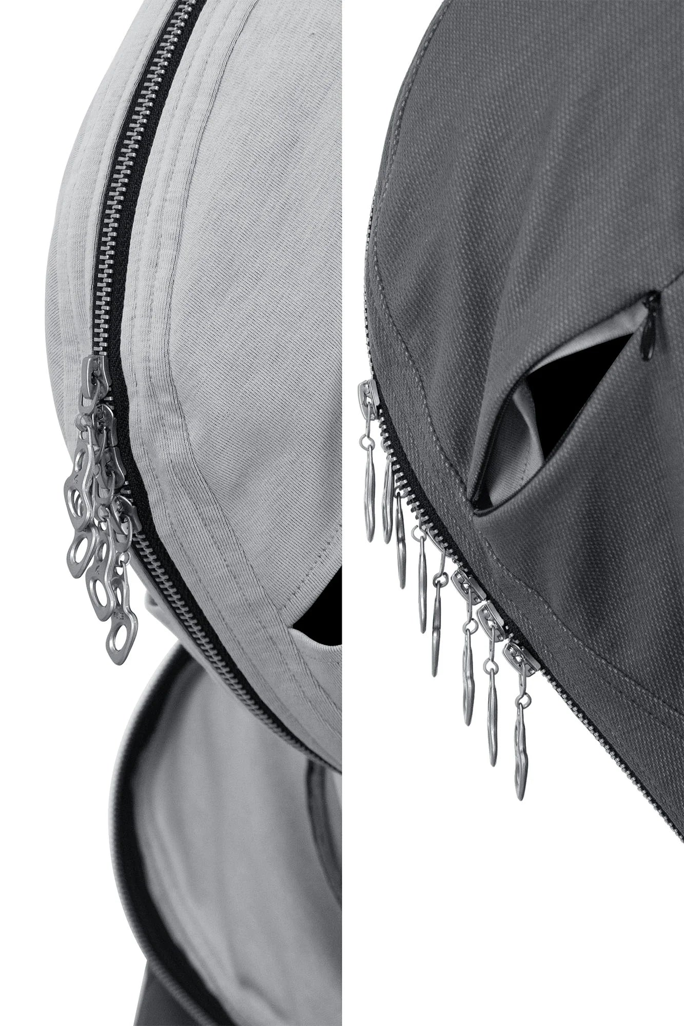 RELABEL Layered Multi-Zip Mask Hood Jacket Gray