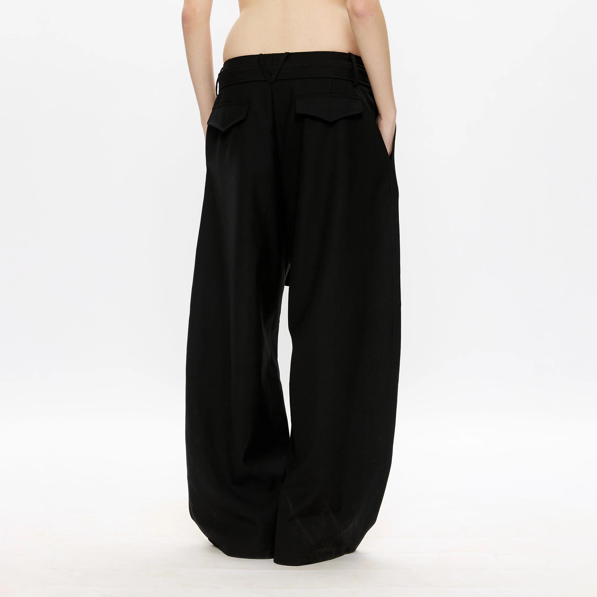 KREATE Belted Pleated Wide-Leg Trousers