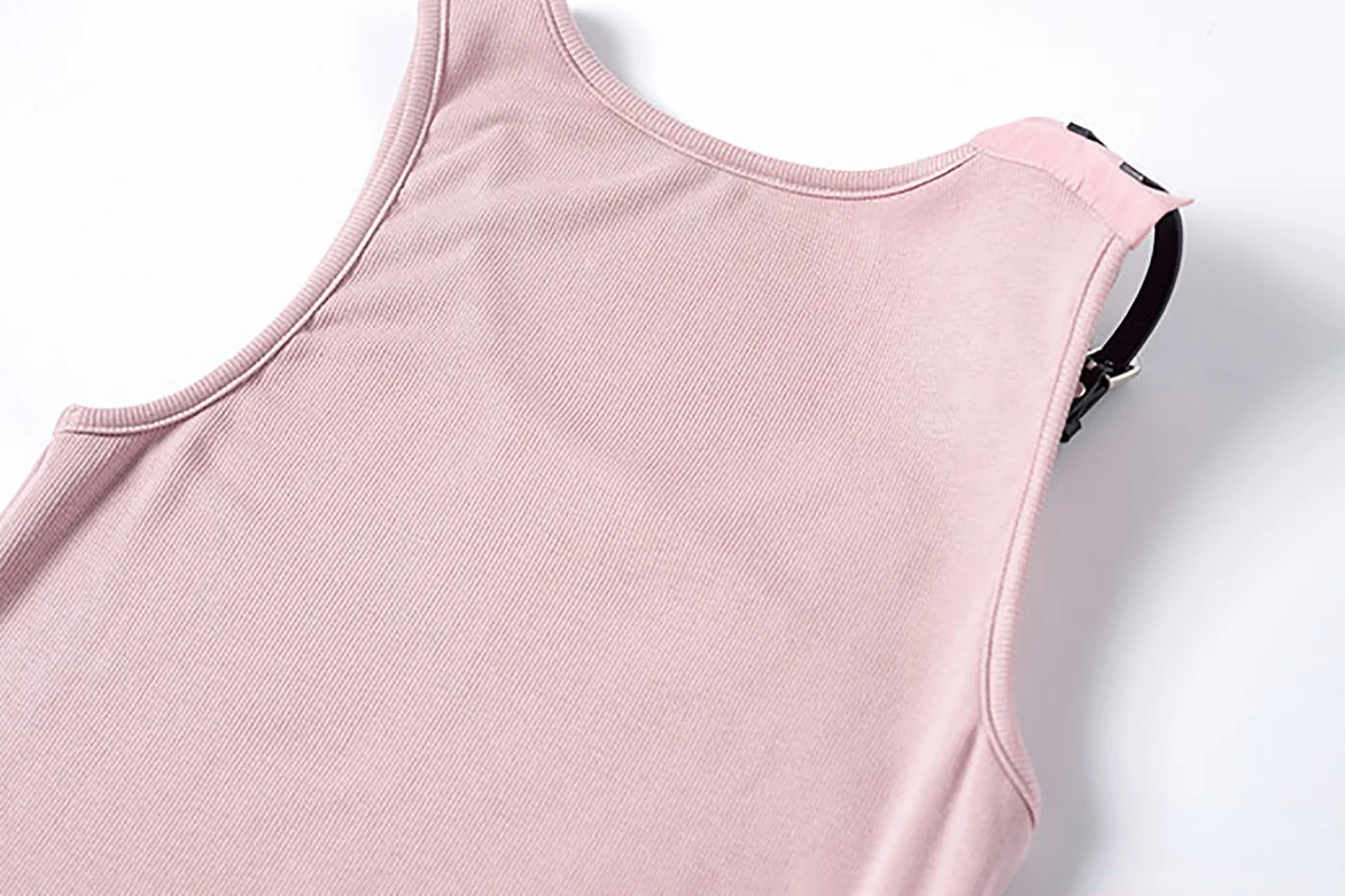 TUIMU Buckle Strap Ribbed Tank Top