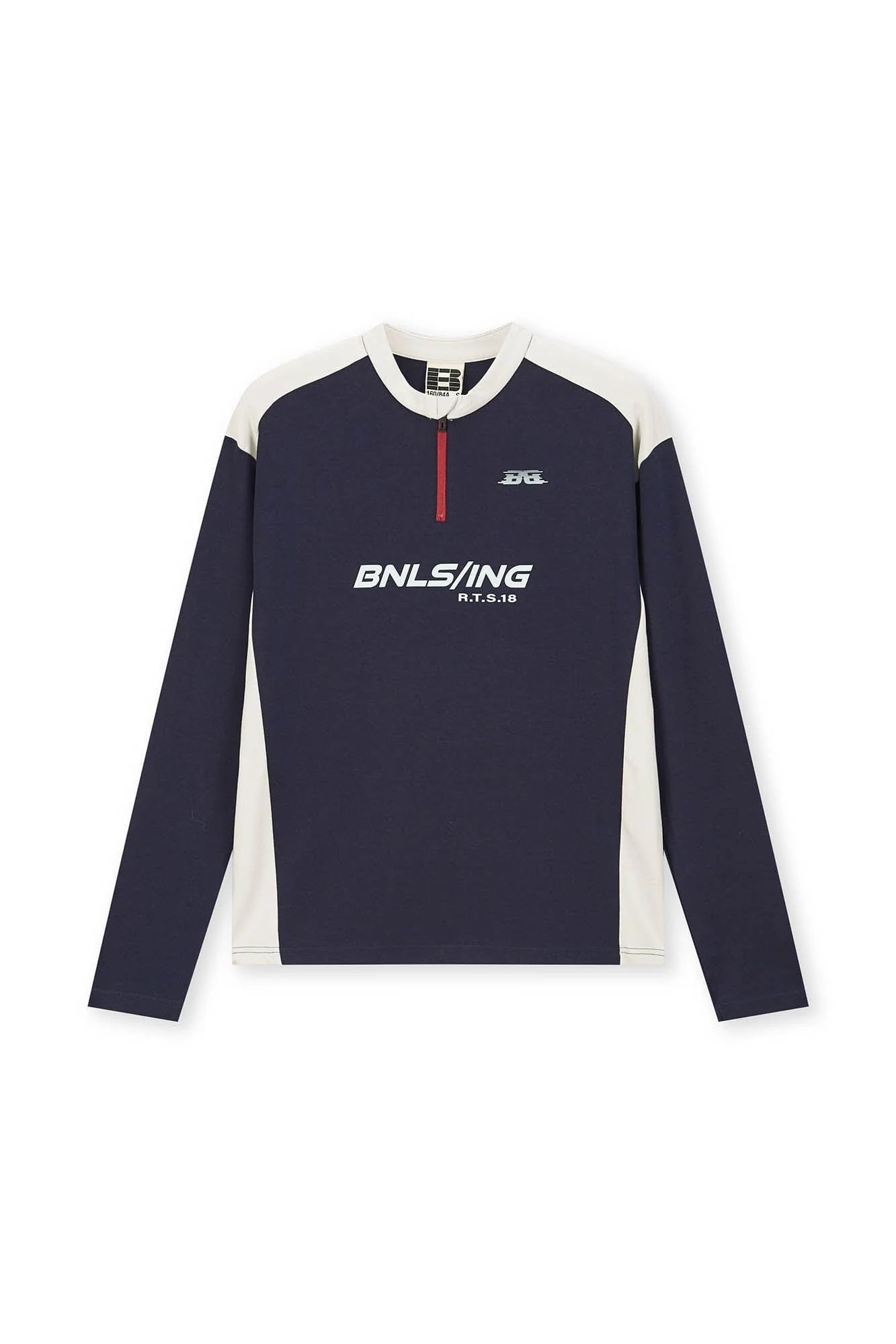 BONELESS Contrast Half-Zip Racing Long-Sleeve Tee