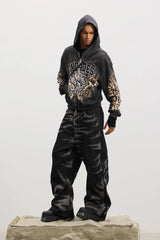 DND4DES Tiger Embroidered Zip-Up Hoodie