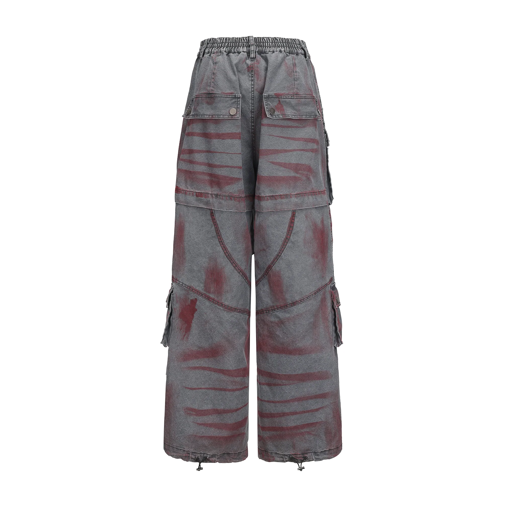 VANN VALRENCE Washed Distressed Multi-Pocket Utility Jeans