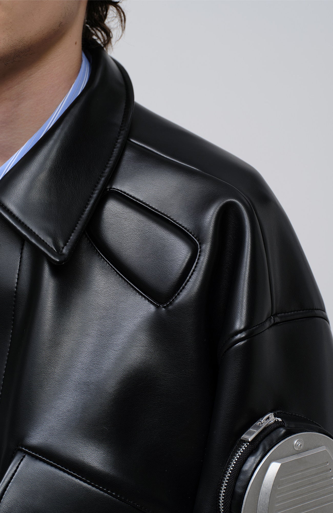 FACEONLAB Arm-Patched Bomber Oversized Jacket