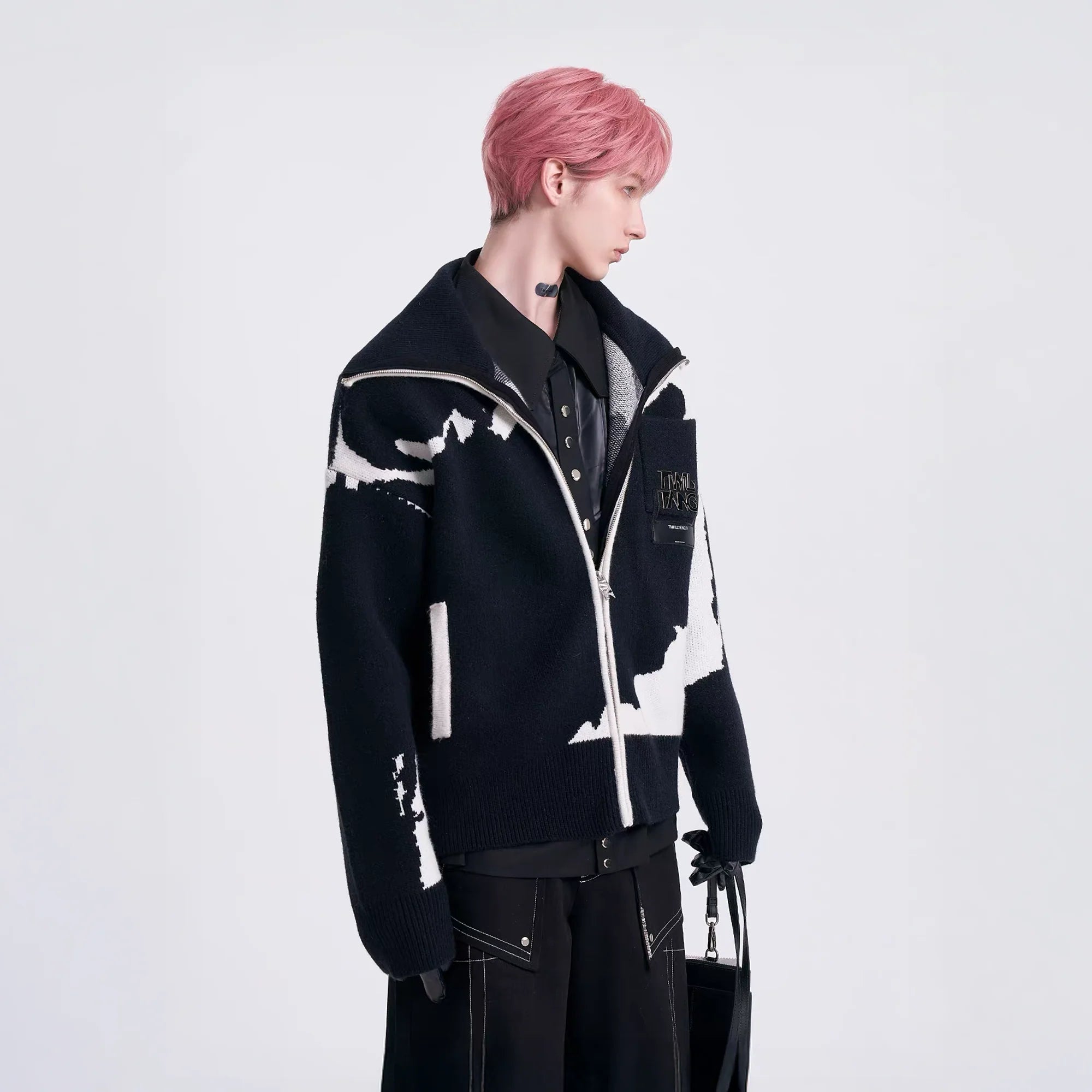 TIWILLTANG Jacquard LOGO Patch Knit Jacket