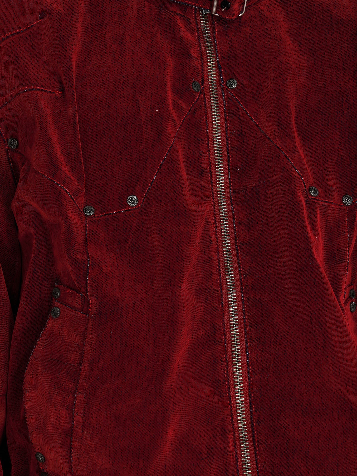 FLYERRER Retro Furry Collar Panel Denim Jacket