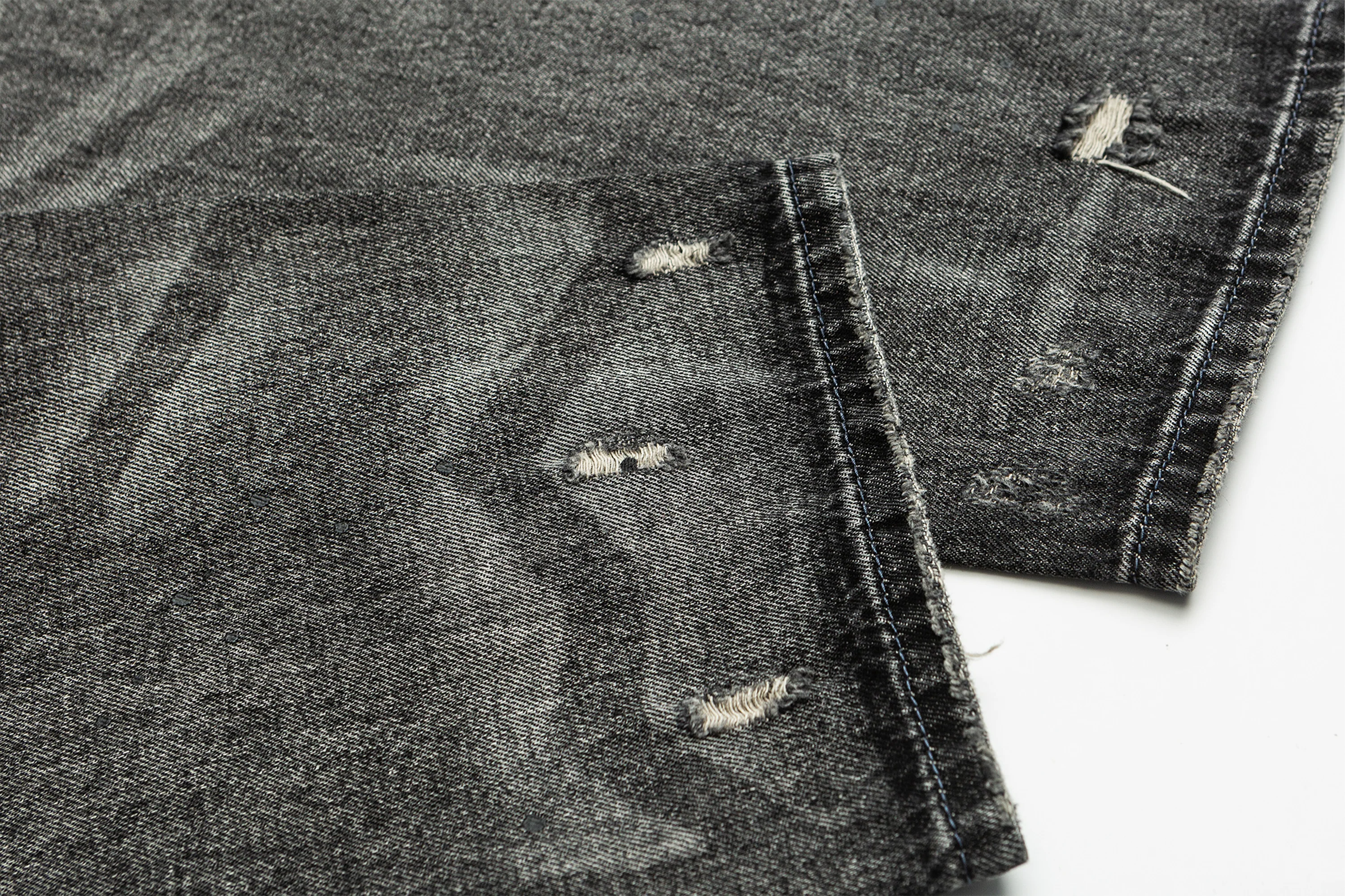 ME DA IGUAL Washed Destroyed Patch Straight-Leg Jeans