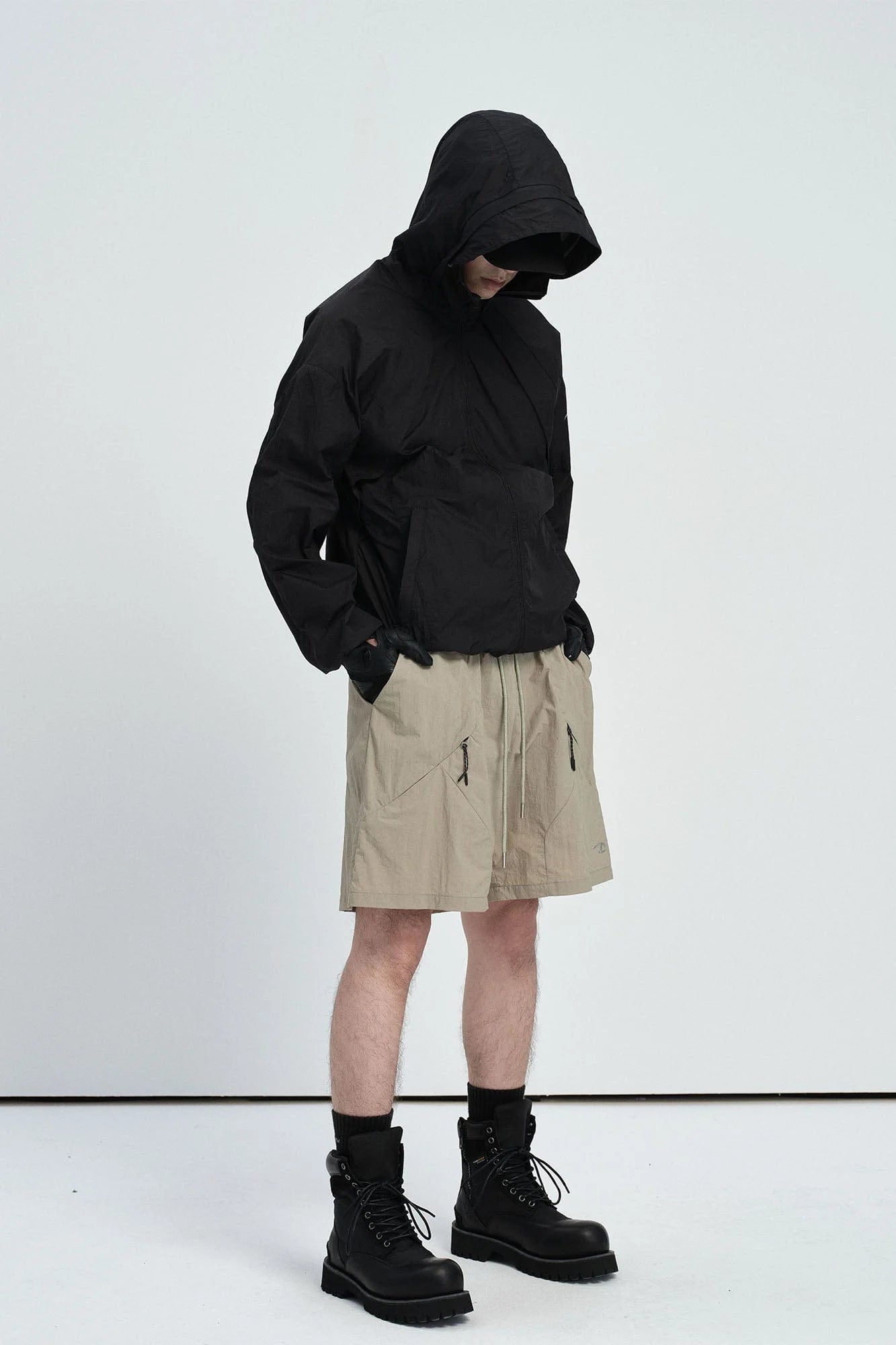 CATSSTAC Utility Crinkled Zip-Pocket Shorts