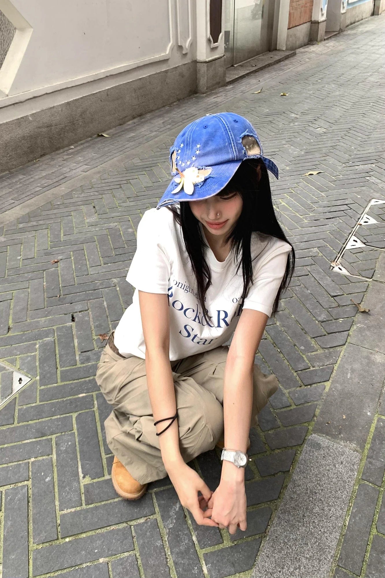 TECNINEGROUP Camo Distressed Panel Star Embroidered Cap